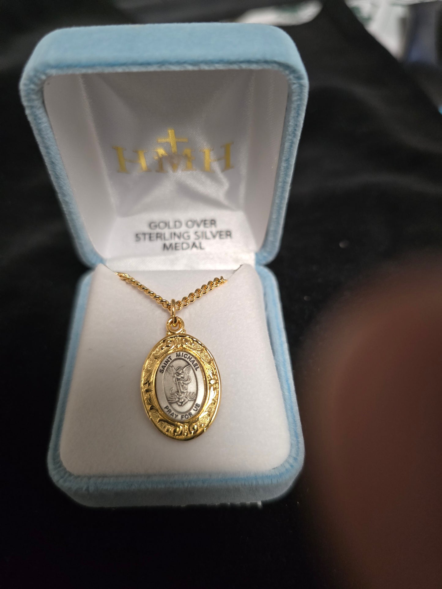 St. Michael Medal Gold and Sterling Silver w/20" Chain