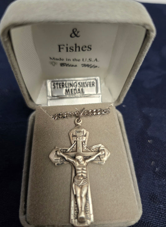 1.5" Sterling Silver Crucifix - Incl. Chain