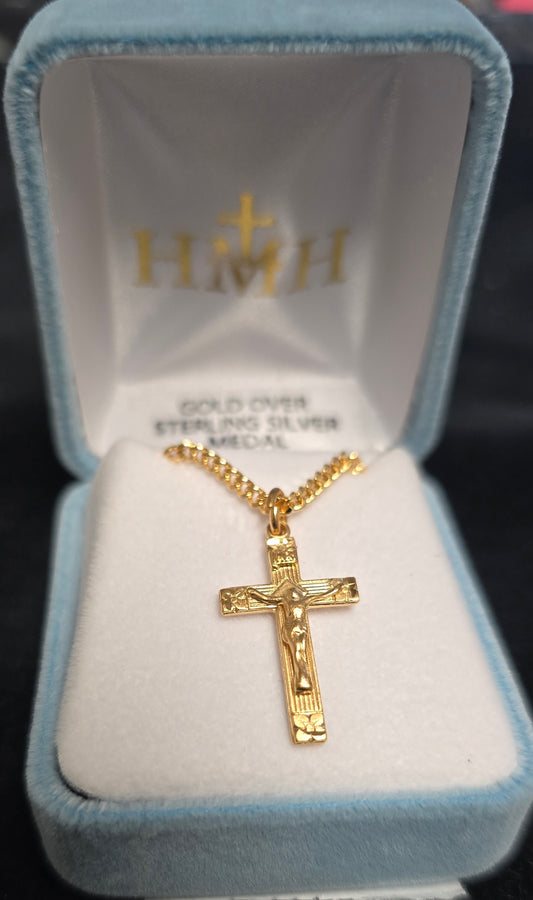720 - Crucifix - Gold over Sterling Silver w/20" Chain