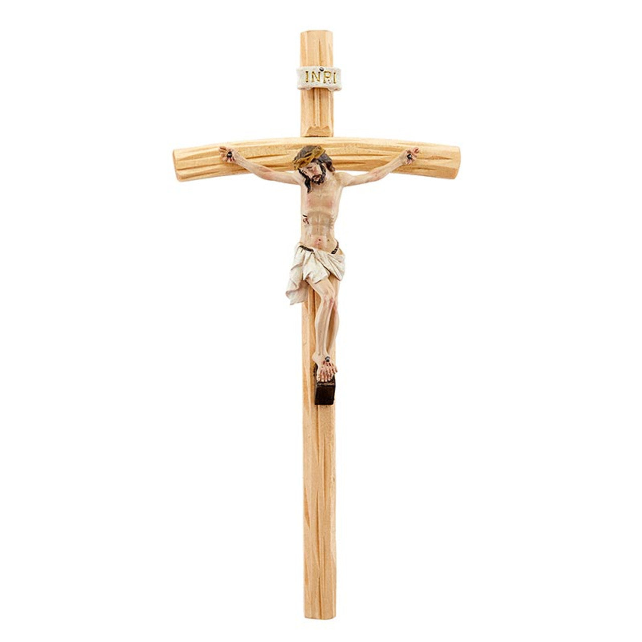 JC - 0001 - 10" Val Gardena Wood Crucifix with Hand Painted Corpus