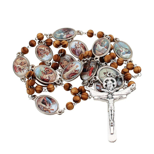Stations Of The Cross Rosary - Olive wood