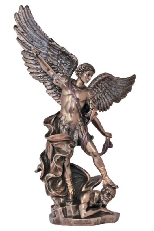 SR-71543 - St. Michael in lightly hand-painted cold cast bronze