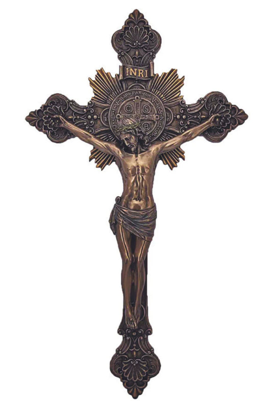 SR- 76590 -St. Benedict Crucifix in lightly hand-painted cold cast bronze