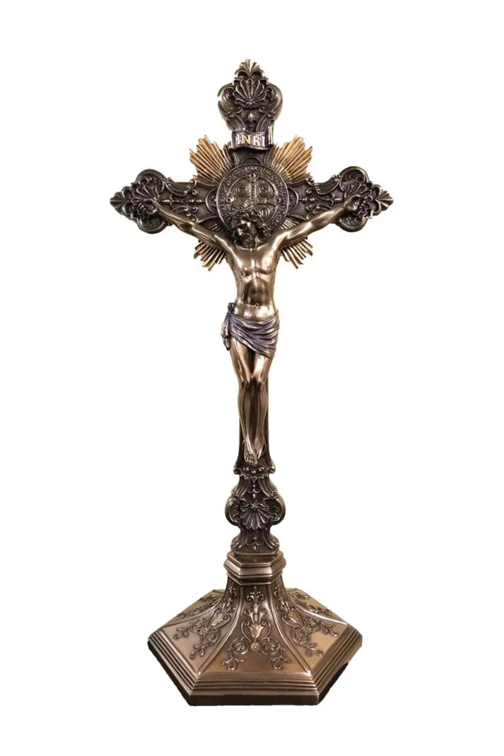 Standing St. Benedict Crucifix in cold-cast bronze (SR-77600)