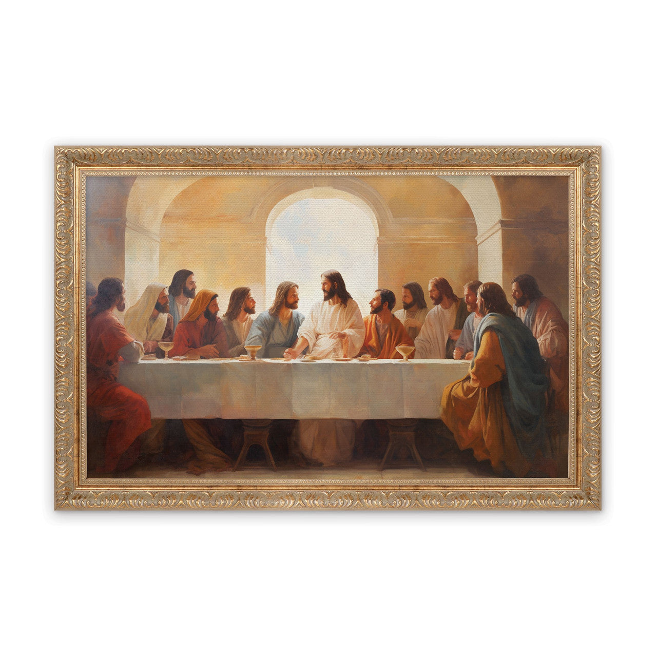 GFW0037 - Last Supper Gold Linen Framed Art