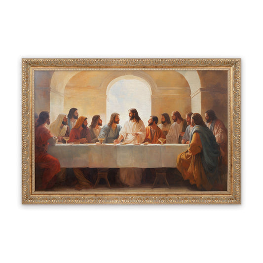 GFW0037 - Last Supper Gold Linen Framed Art