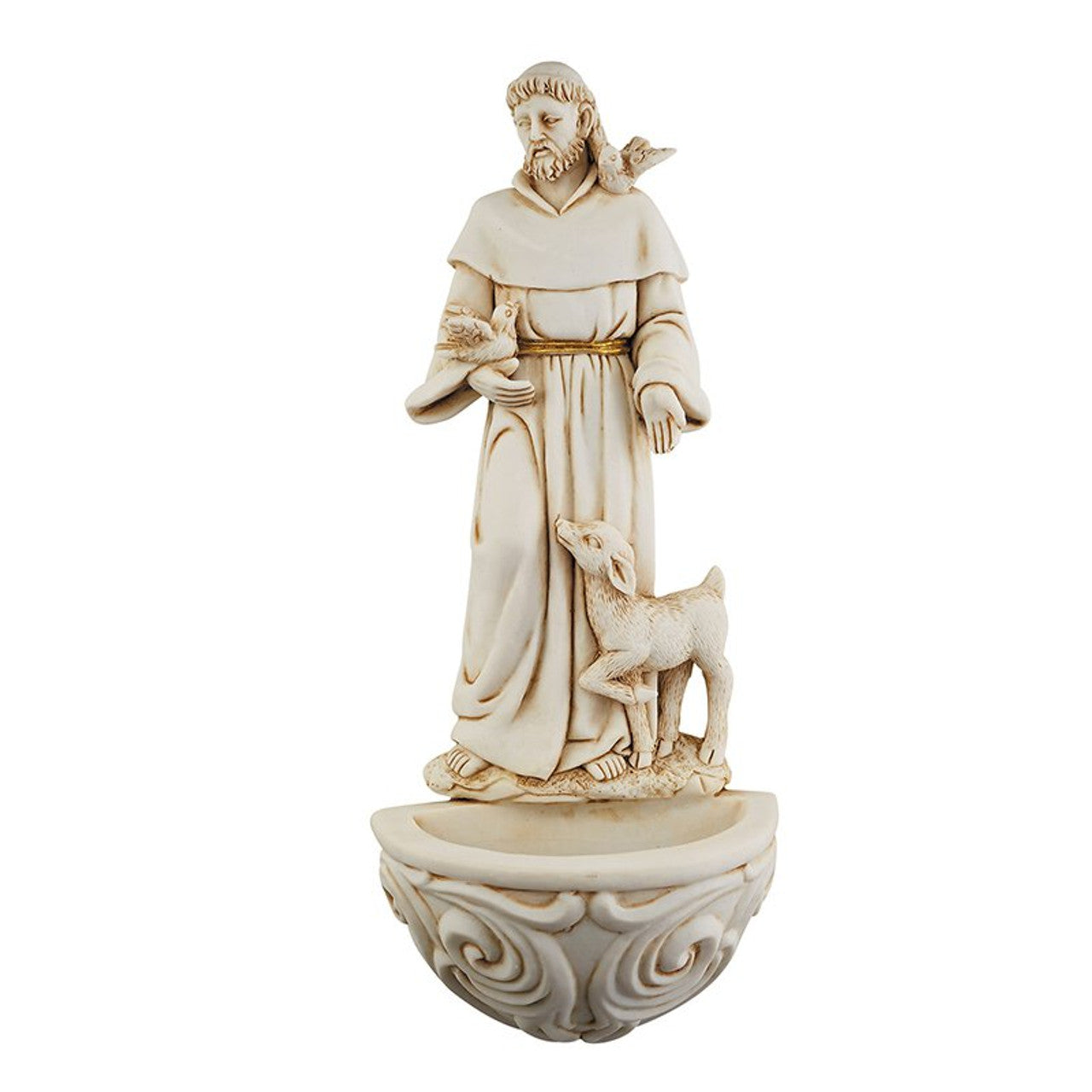 St. Francis with Doves Holy Water Font (D3432)