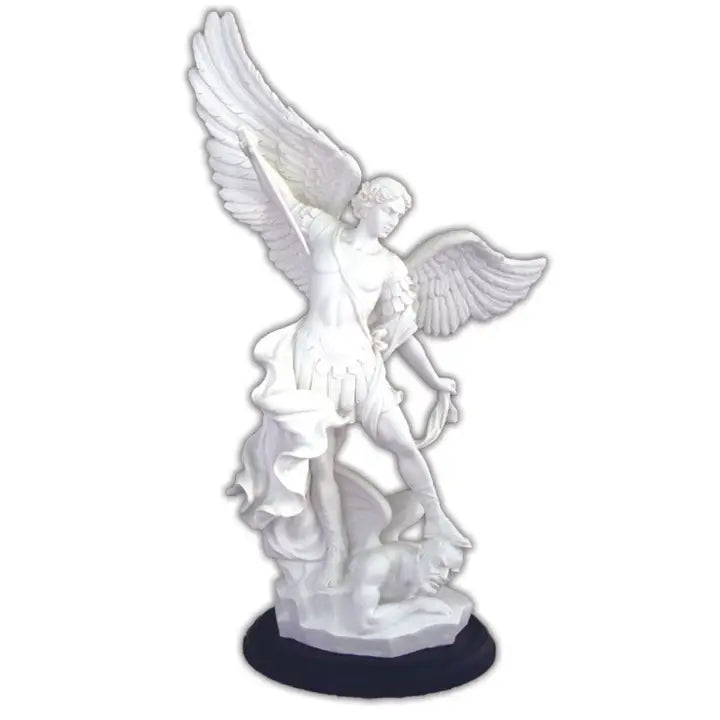 St. Michael Statue in White/Black Base 15" (SR-71543-W)