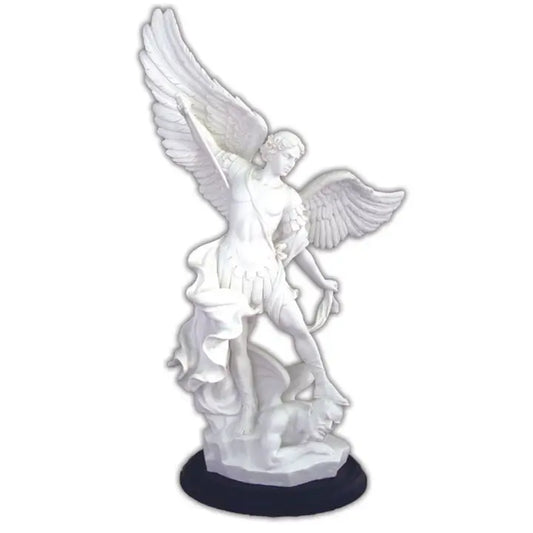 St. Michael Statue in White/Black Base 15" (SR-71543-W)