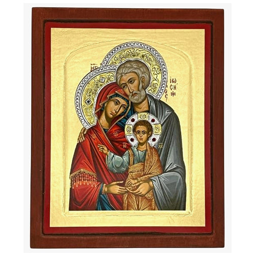 ES33X27-483 The Holy Family Silk Screen Icon – Gold, Engraved Wood
