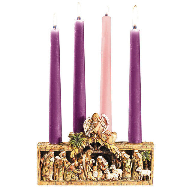 Nativity in Stable with Angel Advent Candleholder (PD026)