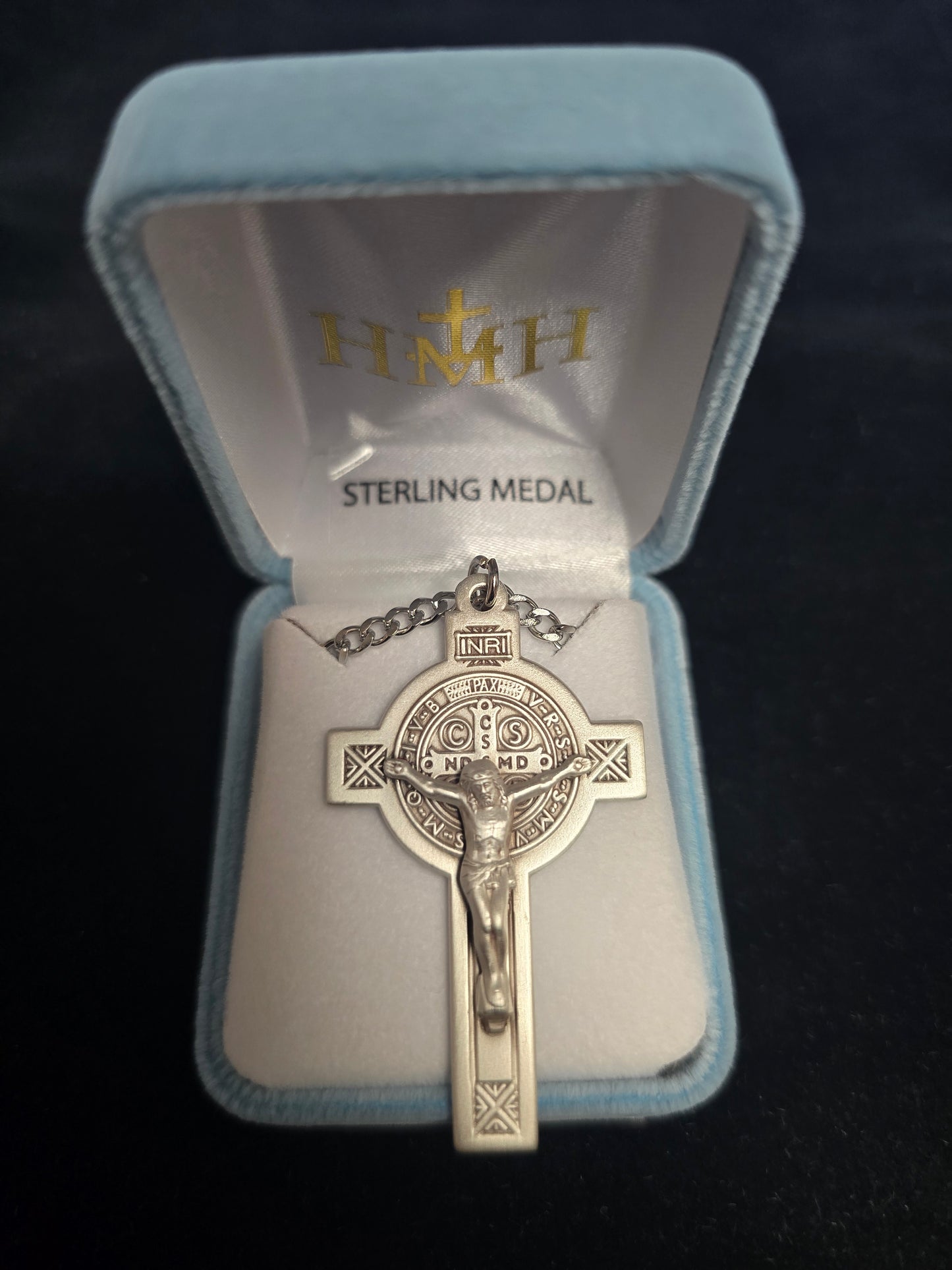 S18824 - St. Benedict Sterling Silver  Crucifix w/24" Chain