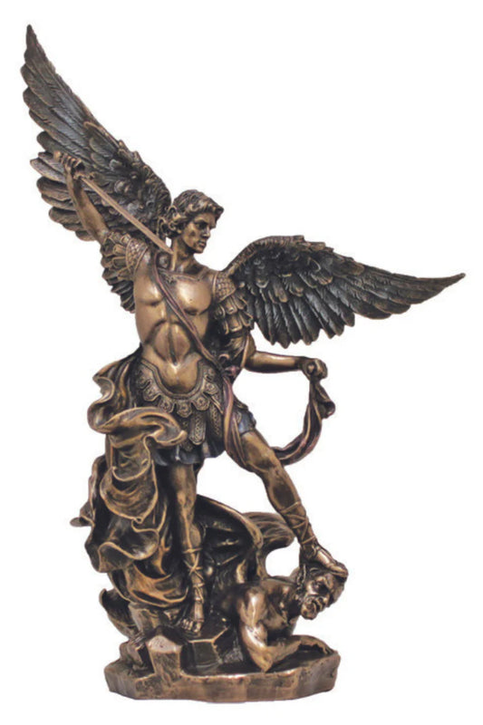 St. Michael in lightly hand-painted cold cast bronze SR-74997 BR