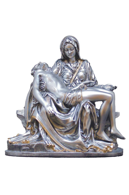 Pieta in pewter style with gold highlights (SR-75039-PE)