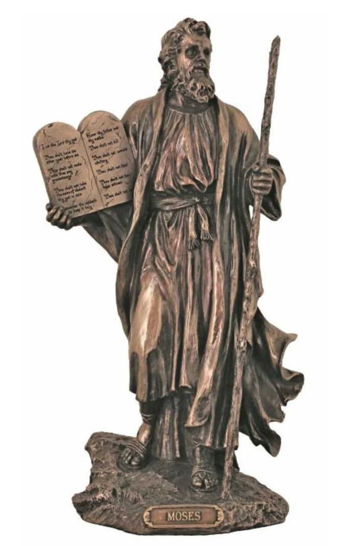 Moses with Ten Commandments in lightly hand-painted cold cast bronze SR-76128