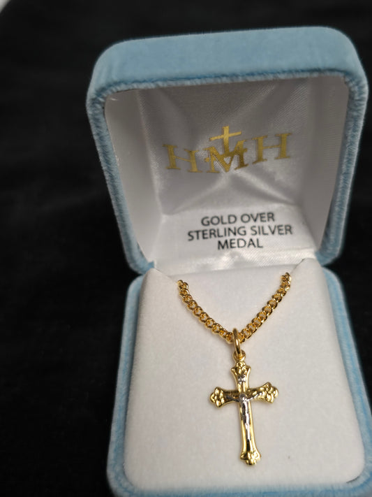 T20 - Crucifix Gold over Sterling Silver w/20" Chain