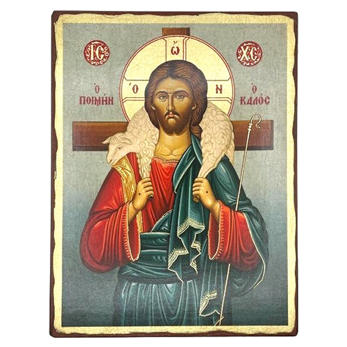 Icon - SW20x15-321 Jesus Christ Good Shepherd Silk Screen Icon