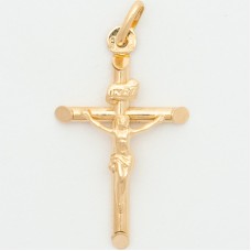10K Gold Medium Round Tube Crucifix