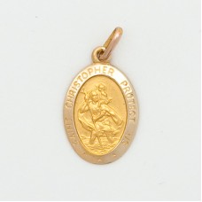 St. Christopher 12MM Oval (Small) Gold Pendent