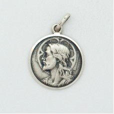 Sterling Silver Medium Round Jesus Medal