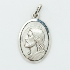 Sterling Silver Large Oval Jesus Medal