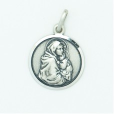 Sterling Silver Medium Round Mary With Child Medal 