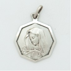 Sterling Silver Large Octagonal Mary Medal 