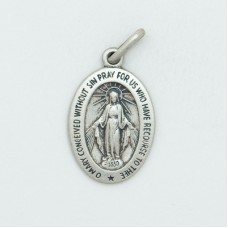 Sterling Silver Miraculous Medal (Med) Oval (Eng)