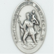 St. Christopher 31MM Oval (Extra Large) Sterling Silver Pendent