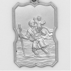St. Christopher 31MM Fancy Rectangular (Extra Large) Sterling Silver Pendent