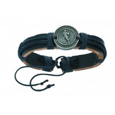 LEATHER BRACELET WITH PEWTER BASKETBALL MEDAL, CARDED