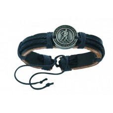 LEATHER BRACELET WITH PEWTER HOCKEY MEDAL, CARDED
